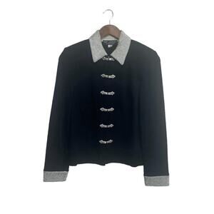 St. John Evening Bling Rhinestone detailed Black Blazer Knit Size4 Old Money